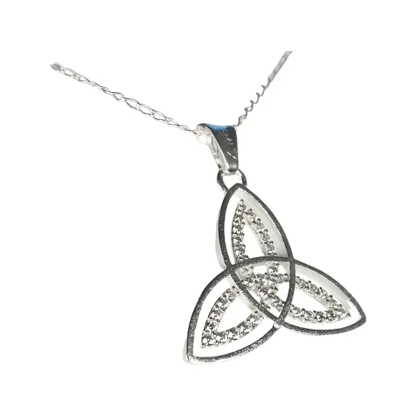 Collar Plata 925 Triqueta Celta Zirconias Unisex con Cadena - Imagen 1