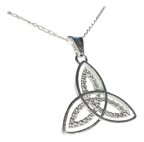Collar Plata 925 Triqueta Celta Zirconias Unisex con Cadena - Imagen 1