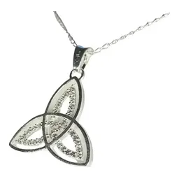 Collar Plata 925 Triqueta Celta Zirconias Unisex con Cadena - Imagen 2