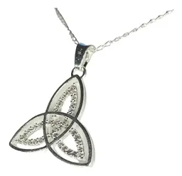 Collar Plata 925 Triqueta Celta Zirconias Unisex con Cadena - Imagen 2