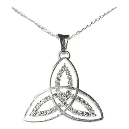 Collar Plata 925 Triqueta Celta Zirconias Unisex con Cadena - Imagen 3