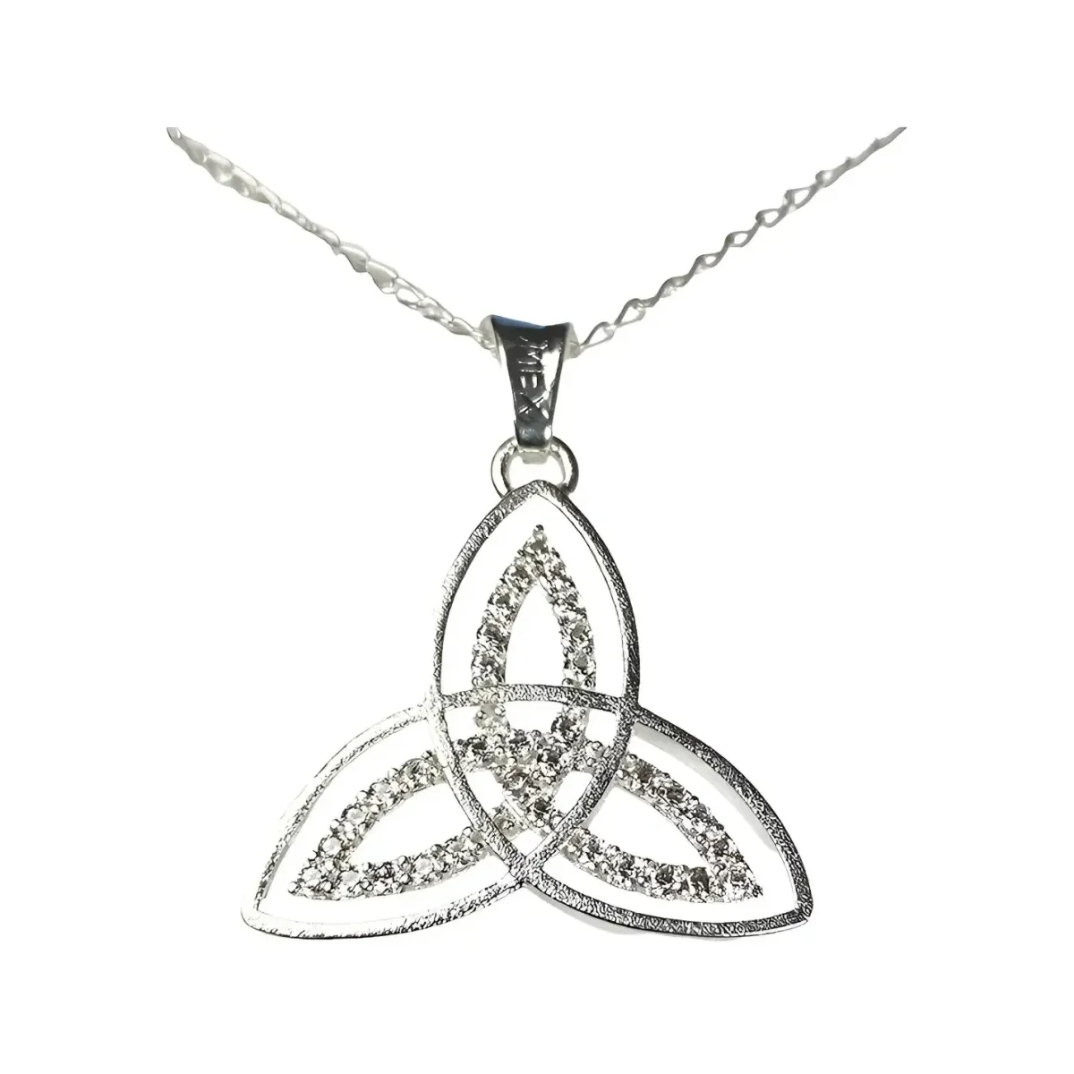 Collar Plata 925 Triqueta Celta Zirconias Unisex con Cadena - Imagen 3