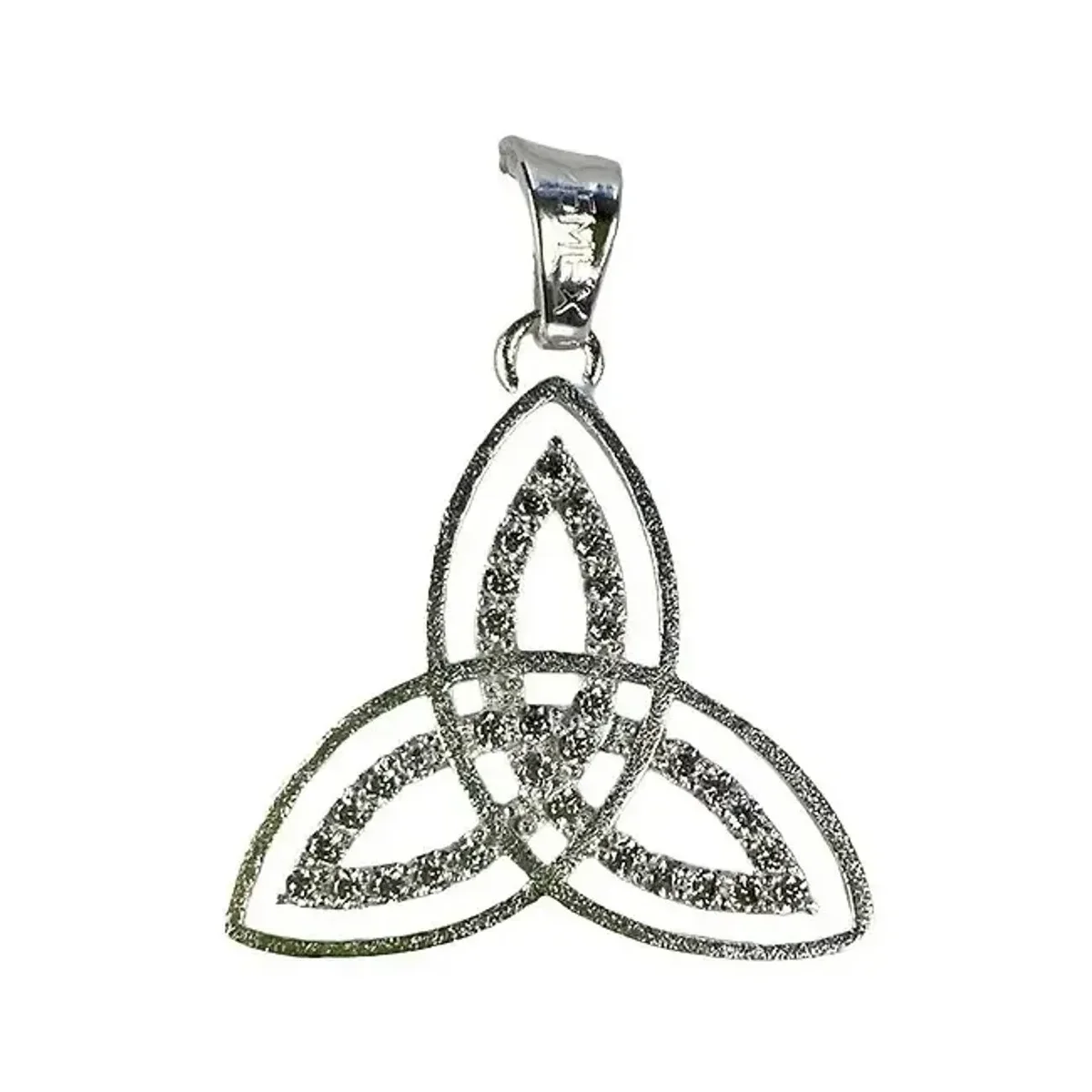 Collar Plata 925 Triqueta Celta Zirconias Unisex con Cadena - Imagen 4