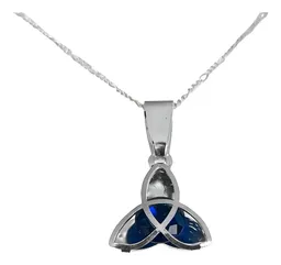 Collar Plata 925 Triqueta con Zirconia Azul - Imagen 2