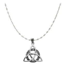 Collar Plata 925 Triqueta Zirconias Cadena Granito - Imagen 1