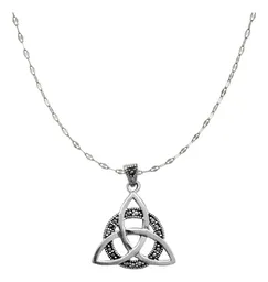 Collar Plata 925 Triqueta Zirconias Cadena Granito - Imagen 1