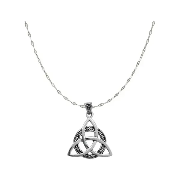 Collar Plata 925 Triqueta Zirconias Cadena Granito - Imagen 1