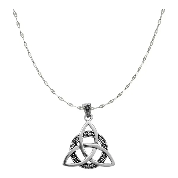 Collar Plata 925 Triqueta Zirconias Cadena Granito - Imagen 1