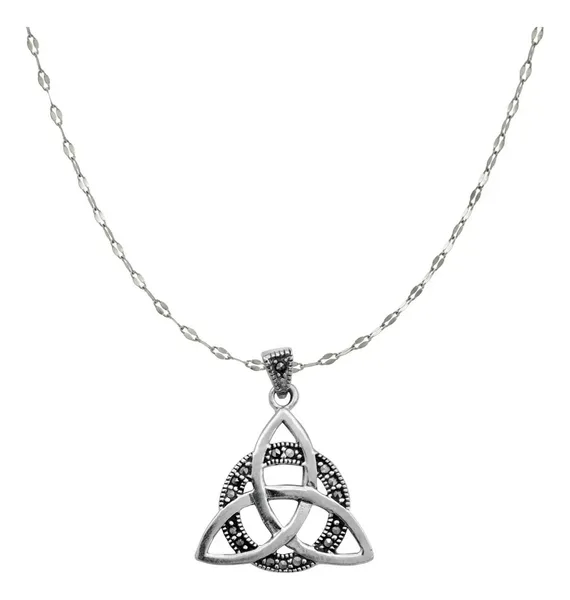 Collar Plata 925 Triqueta Zirconias Cadena Granito - Imagen 1