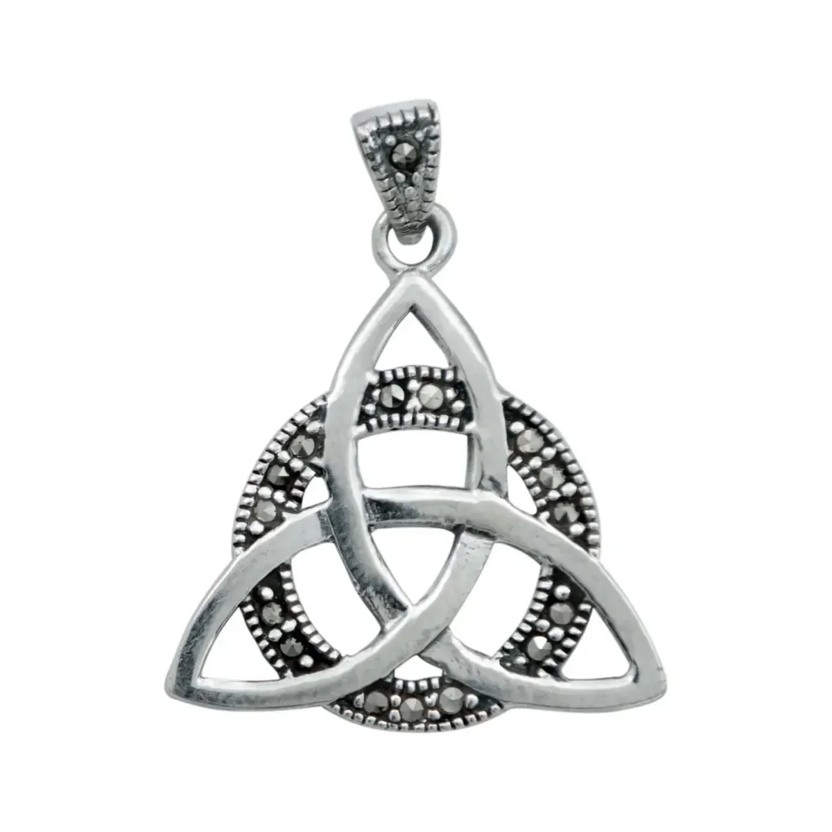 Collar Plata 925 Triqueta Zirconias Cadena Granito - Imagen 2