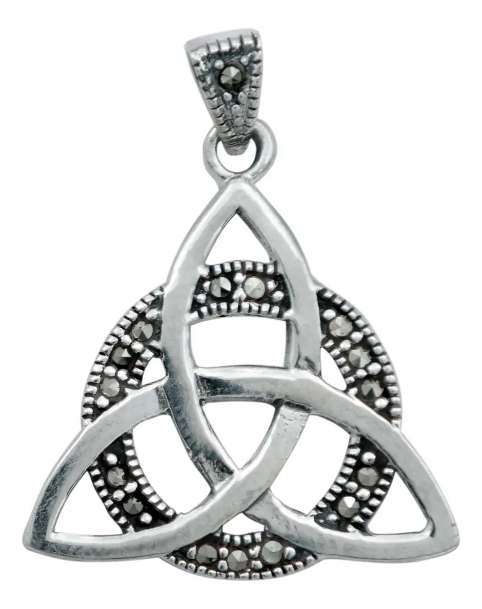 Collar Plata 925 Triqueta Zirconias Cadena Granito - Imagen 1