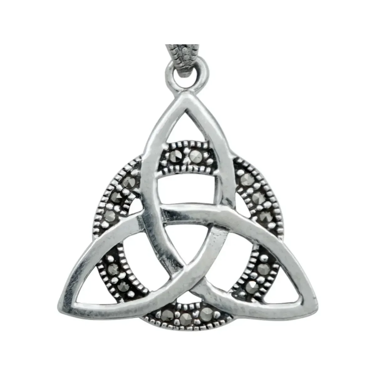 Collar Plata 925 Triqueta Zirconias Cadena Granito - Imagen 3