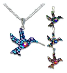 Collar Dije Colibrí Multicolor con Zirconias Plata .925 50cm - Imagen 1