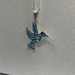 Collar Dije Colibrí Multicolor con Zirconias Plata .925 50cm - Imagen 3