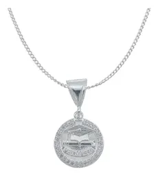 Collar Dije Graduación Plata .925 con Zirconia Cadena Barbad - Imagen 1