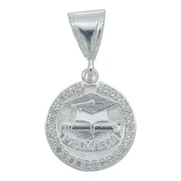 Collar Dije de Graduación Plata .925 con Zirconia Cadena Barbada - Imagen 2
