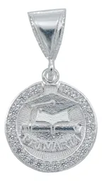 Collar Dije Graduación Plata .925 con Zirconia Cadena Barbad - Imagen 2