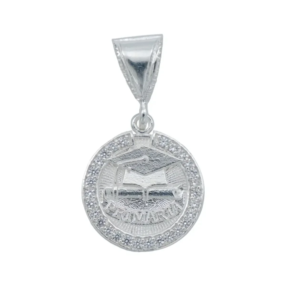 Collar Dije Graduación Plata .925 con Zirconia Cadena Barbad - Imagen 2