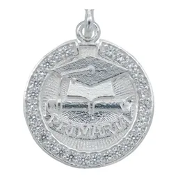 Collar Dije de Graduación Plata .925 con Zirconia Cadena Barbada - Imagen 3
