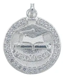 Collar Dije Graduación Plata .925 con Zirconia Cadena Barbad - Imagen 3