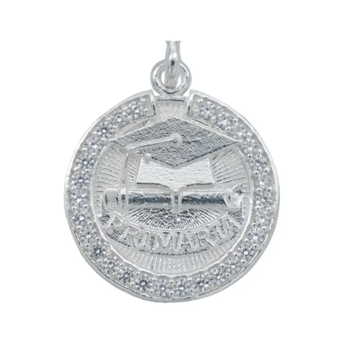 Collar Dije Graduación Plata .925 con Zirconia Cadena Barbad - Imagen 3