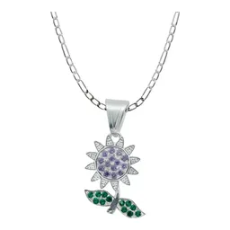 Collar Plata Esterlina 925 Flor Zirconia Violeta para Mujer - Imagen 1