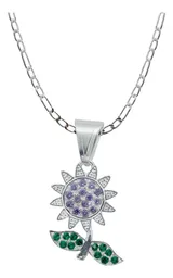 Collar Plata Esterlina 925 Flor Zirconia Violeta para Mujer - Imagen 1