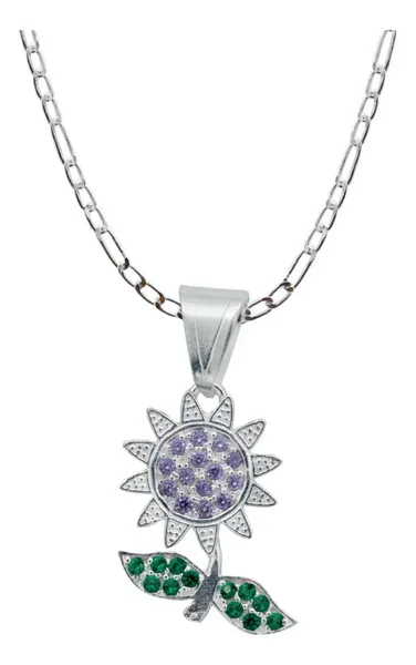 Collar Plata Esterlina 925 Flor Zirconia Violeta para Mujer - Imagen 1
