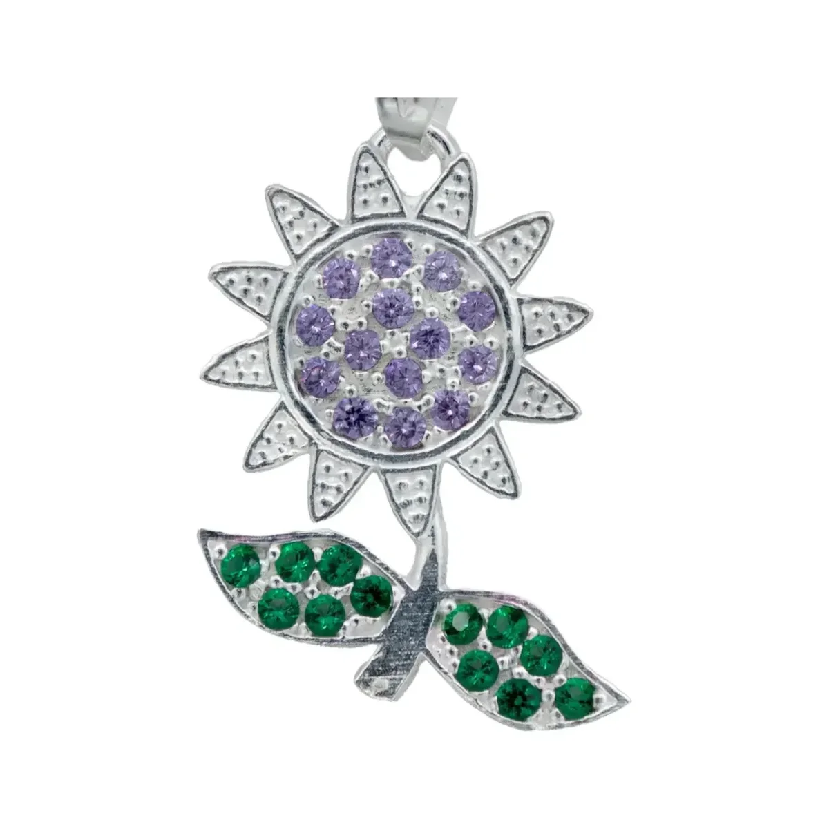 Collar Plata Esterlina 925 Flor Zirconia Violeta para Mujer - Imagen 3