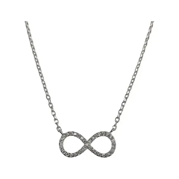 Collar Plata Ley .925 Diseño Infinito con Zirconia - Imagen 1