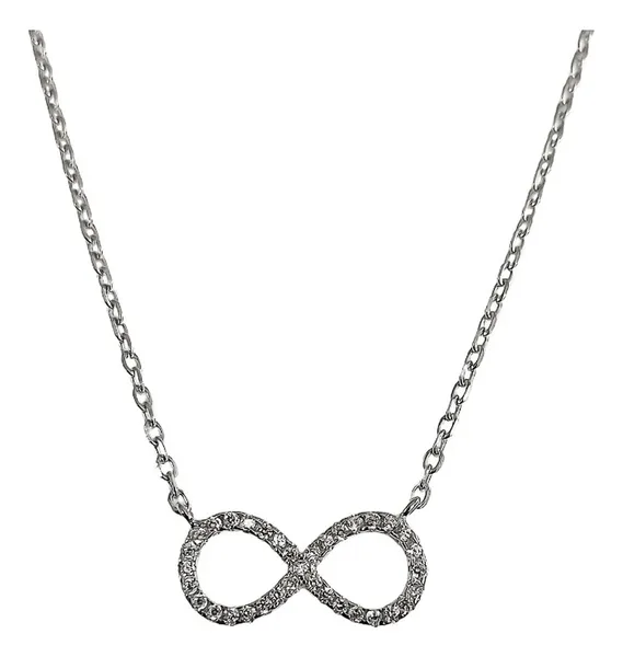 Collar Plata Ley .925 Diseño Infinito con Zirconia - Imagen 1