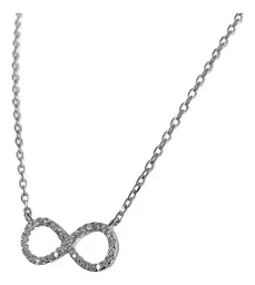 Collar Plata Ley .925 Diseño Infinito con Zirconia - Imagen 2