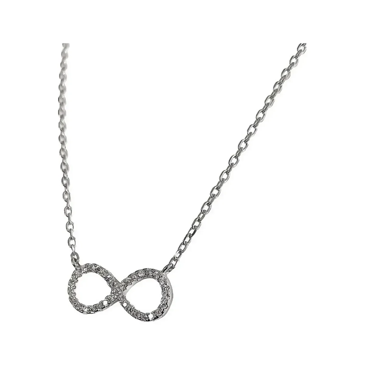 Collar Plata Ley .925 Diseño Infinito con Zirconia - Imagen 2