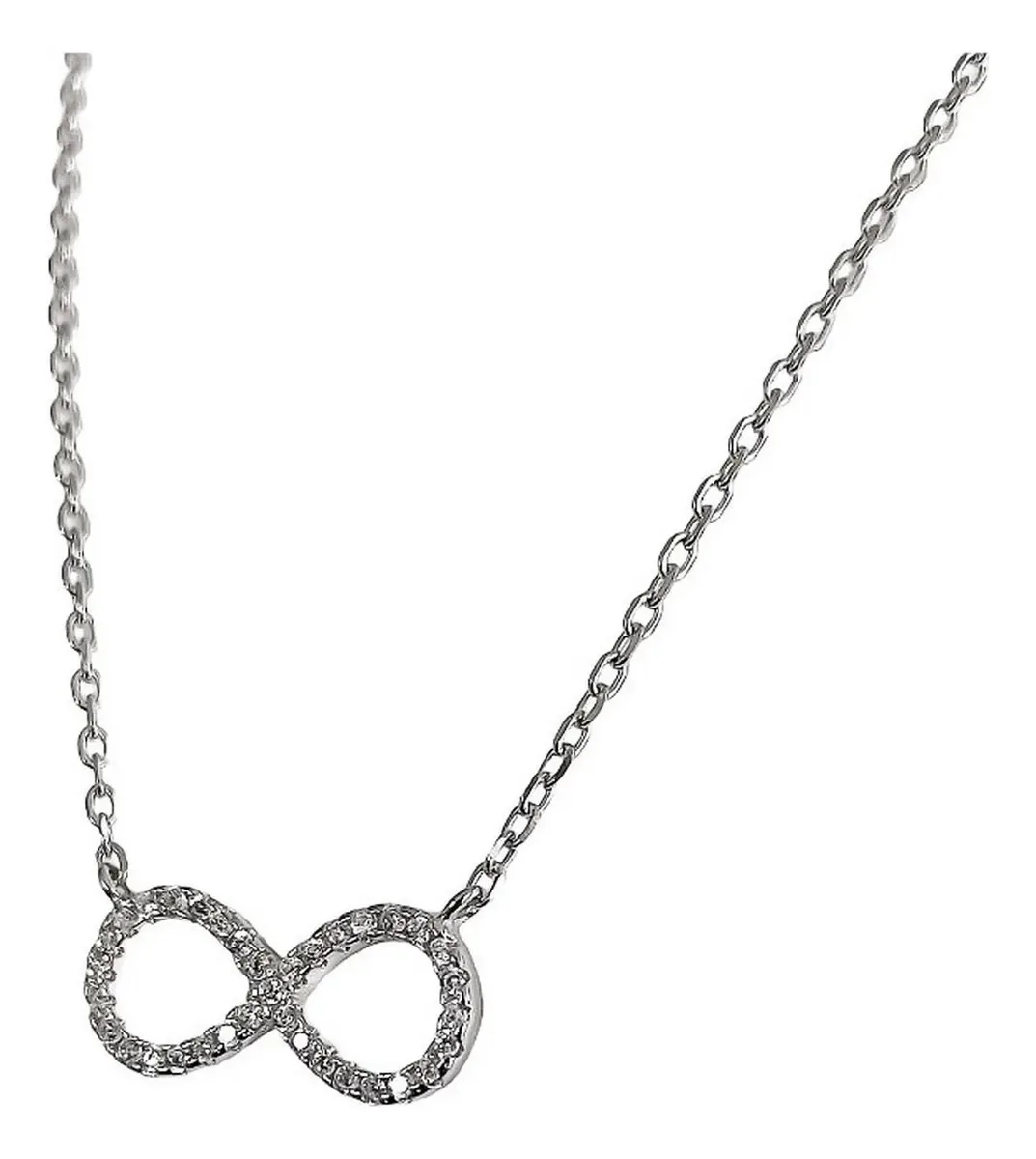 Collar Plata Ley .925 Diseño Infinito con Zirconia - Imagen 1