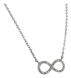 Collar Plata Ley .925 Diseño Infinito con Zirconia - Imagen 3