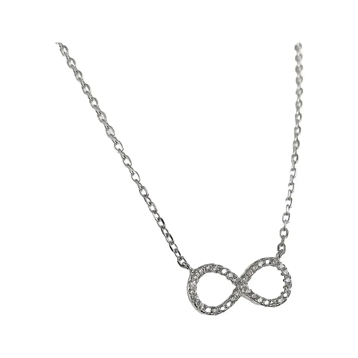 Collar Plata Ley .925 Diseño Infinito con Zirconia - Imagen 3