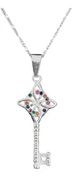 Collar Plata Ley 925 Llave Nudo de Bruja Zirconia Multicolor - Imagen 2