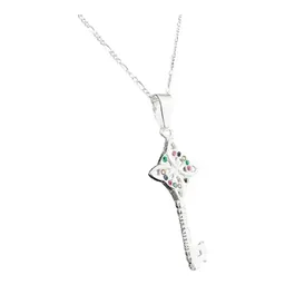 Collar Plata Ley 925 Llave Nudo de Bruja Zirconia Multicolor - Imagen 3