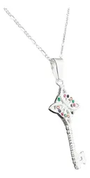Collar Plata Ley 925 Llave Nudo de Bruja Zirconia Multicolor - Imagen 3
