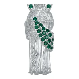 Collar Plata Ley .925 Medalla San Judas Tadeo Zirconia Verde - Imagen 3
