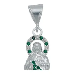 Collar Plata Ley .925 Medalla San Judas Tadeo Zirconia Verde - Imagen 4