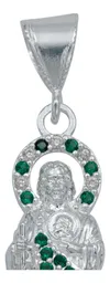 Collar Plata Ley .925 Medalla San Judas Tadeo Zirconia Verde - Imagen 4