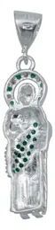 Collar Plata Ley .925 Medalla San Judas Tadeo Zirconia Verde - Imagen 5