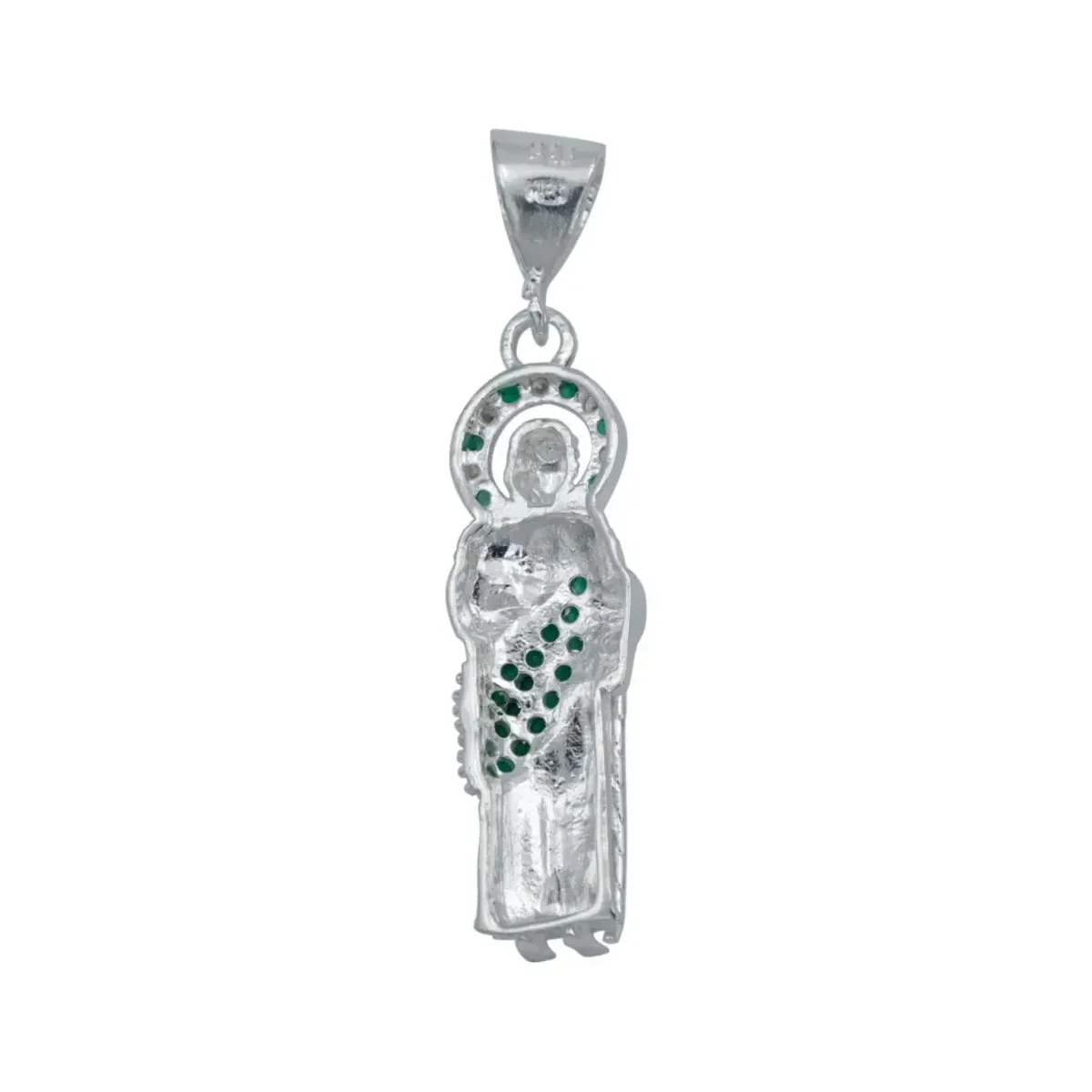 Collar Plata Ley .925 Medalla San Judas Tadeo Zirconia Verde - Imagen 5
