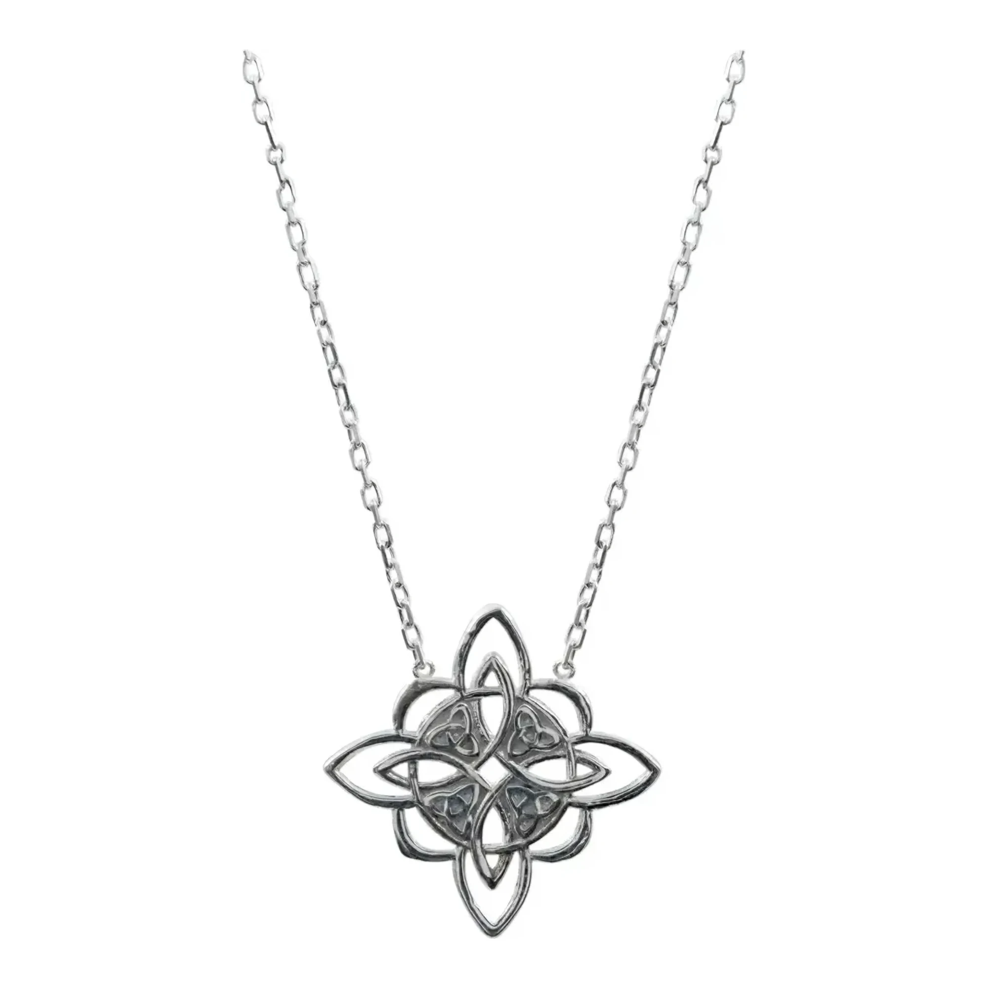 Collar dije nudo de bruja con triqueta celta en plata 925 italiana acabado vaciado con cadena ancla brillante de 45 cm