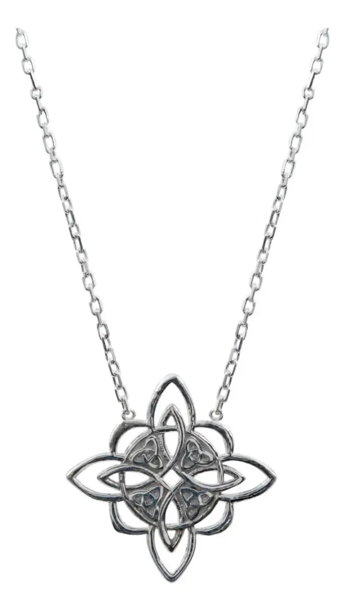 Collar Plata Ley 925 Nudo de Bruja con Triqueta. Joyería Mágica Celta de protección, un Talismán ancestral en Plata .925.