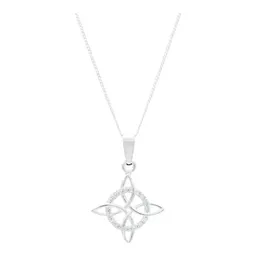 Collar Plata Ley 925 Nudo de Bruja con Zirconias Cadena Barbada - Imagen 1