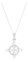 Collar Plata Ley 925 Nudo de Bruja con Zirconias Cadena Barbada - Imagen 1