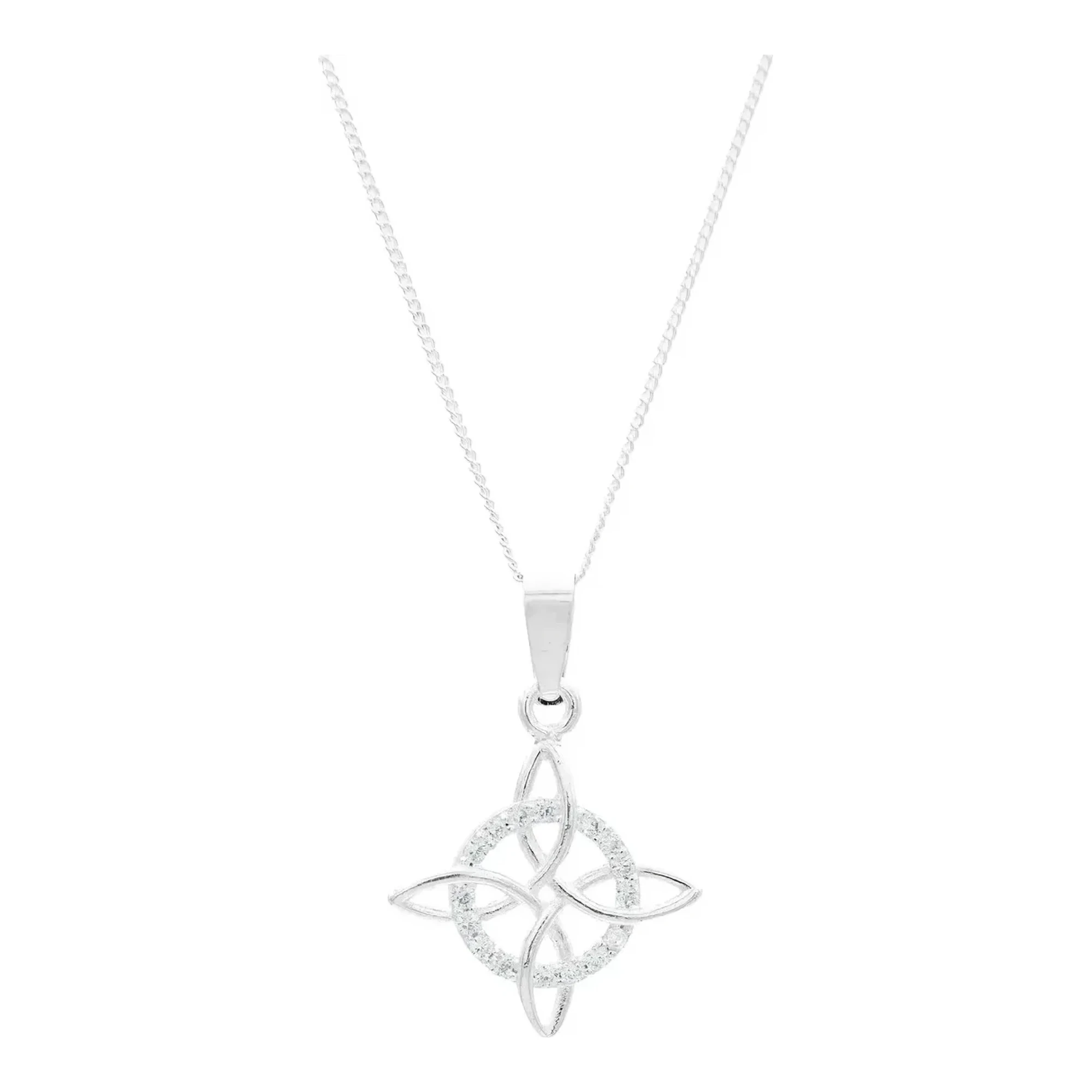 Dije nudo de brujas en plata ley .925 con zirconias incrustadas y cadena barbada de 50 cm amuleto de proteccion para mujer