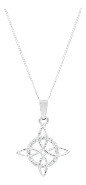 Collar Plata Ley 925 Nudo de Bruja con Zirconias Cadena Barbada - Imagen 1
